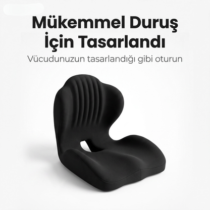 Pillowen Ergonomik Ofis ve Araç Oturma Yastığı Visko Ortopedik Sırt Destek Minderi