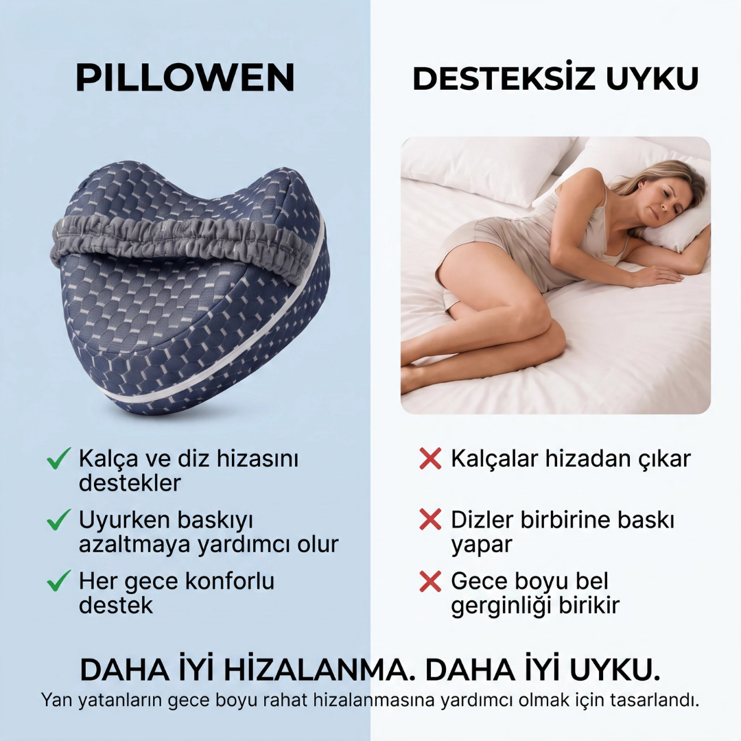 Pillowen Ortopedik Bacak Arası Yastığı — Yan Yatış Destek Minderi
