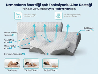 Pillowen Ergonomik Boyun Destek Yastığı | Boyun Ağrısı,Cilt Dostu Uyku Deneyimi