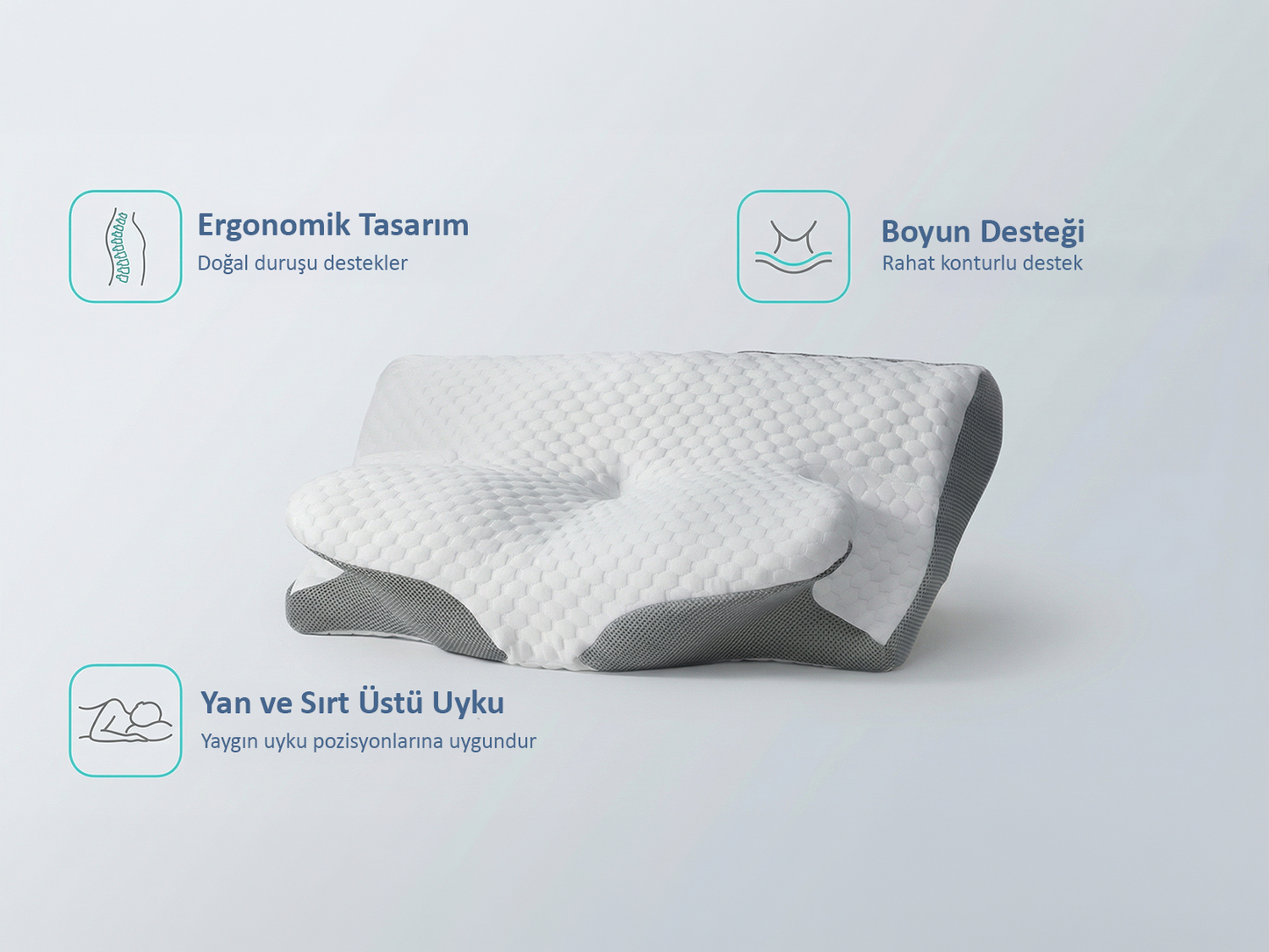 Pillowen Ergonomik Boyun Destek Yastığı | Boyun Ağrısı,Cilt Dostu Uyku Deneyimi