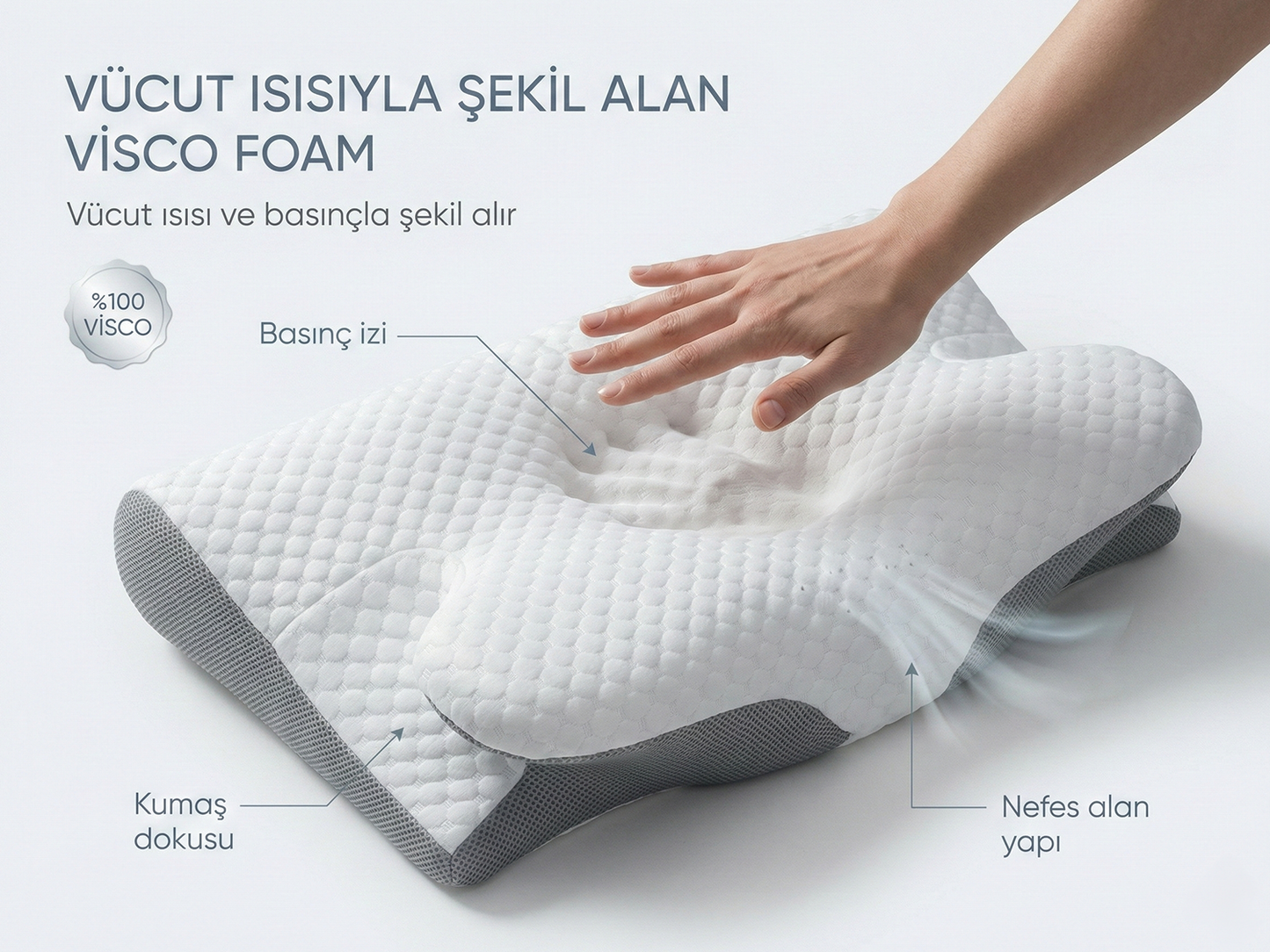 Pillowen Ergonomik Boyun Destek Yastığı | Boyun Ağrısı,Cilt Dostu Uyku Deneyimi